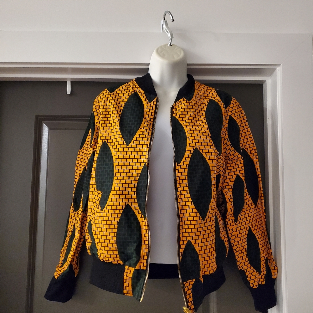 Reversable african print bomber jacket